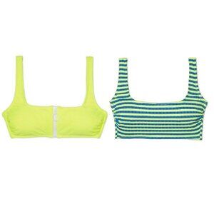 Xhilaration Bundle Juniors' Bralette Bikini Top Yellow/Green Size Medium
